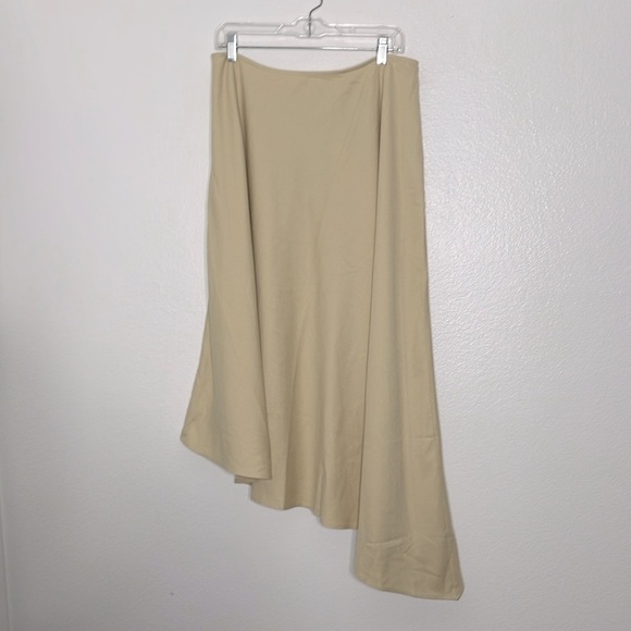 Revolve WeWoreWhat Asymmetrical Linen Blend Ivory Midi Skirt Size 14 New - Picture 2 of 7